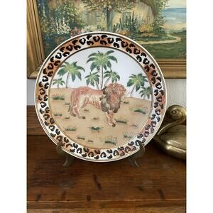 Lion Safari Plate PRIMA Bella Caza by Ganz 10 1/4” China Safari Wall Hanger